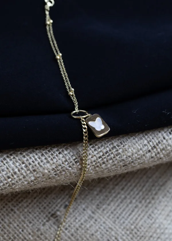 Butterfly square pendant anklet