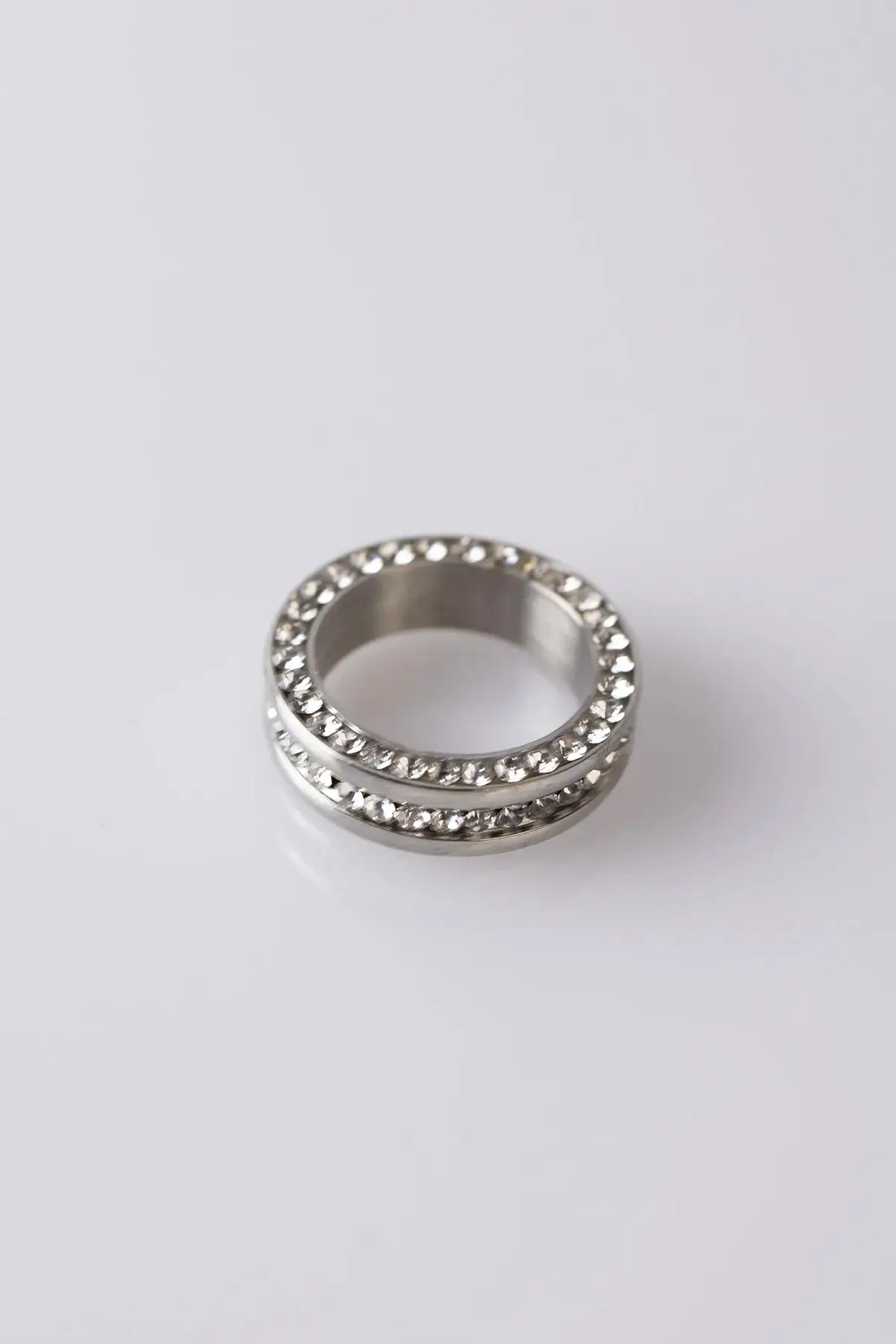 Thick silver ring with zircon lobes - Image 2