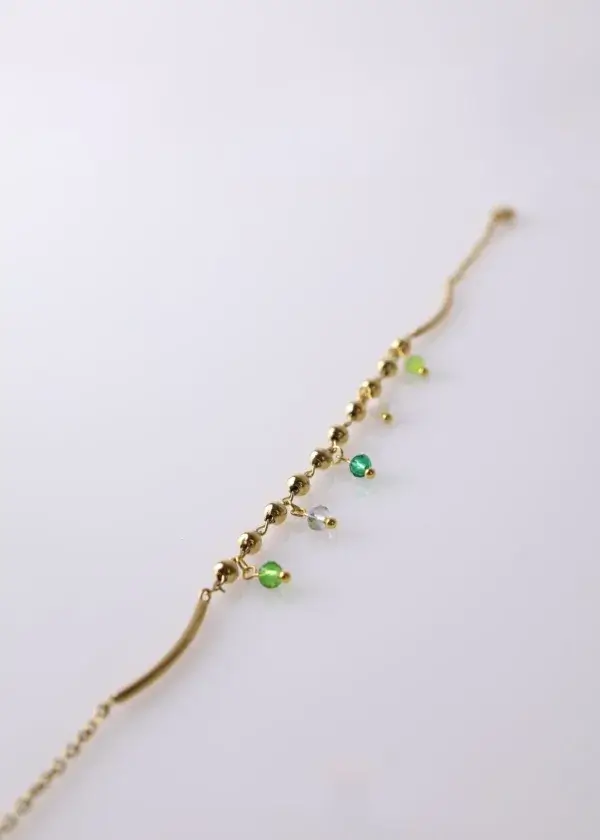 Hamsa anklet with green loli