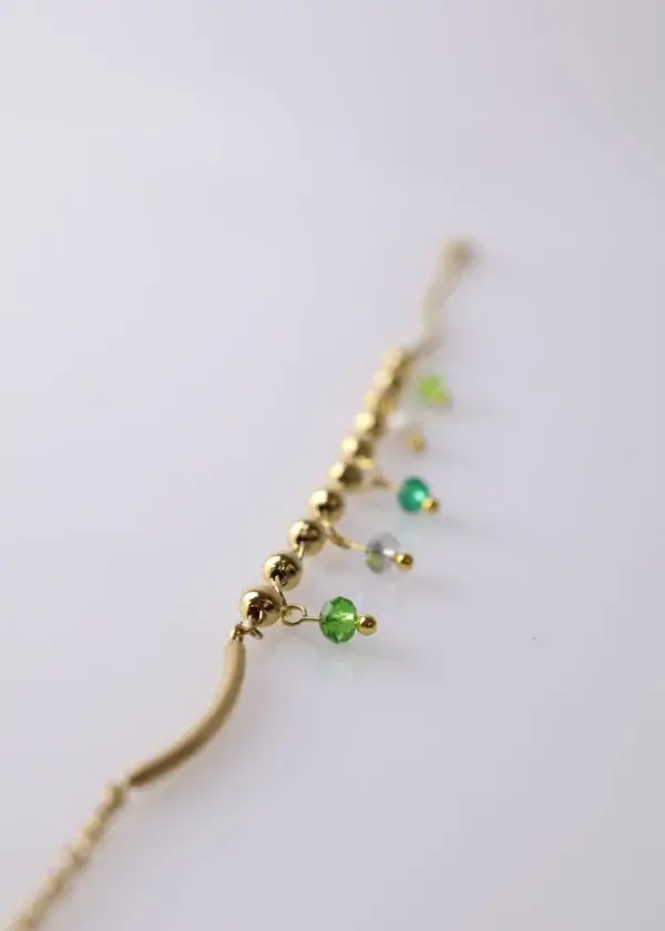Hamsa anklet with green loli