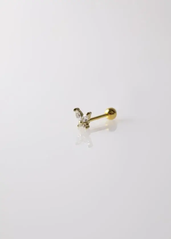 Ear piercings with zirconium lobes in the shape of a butterfly