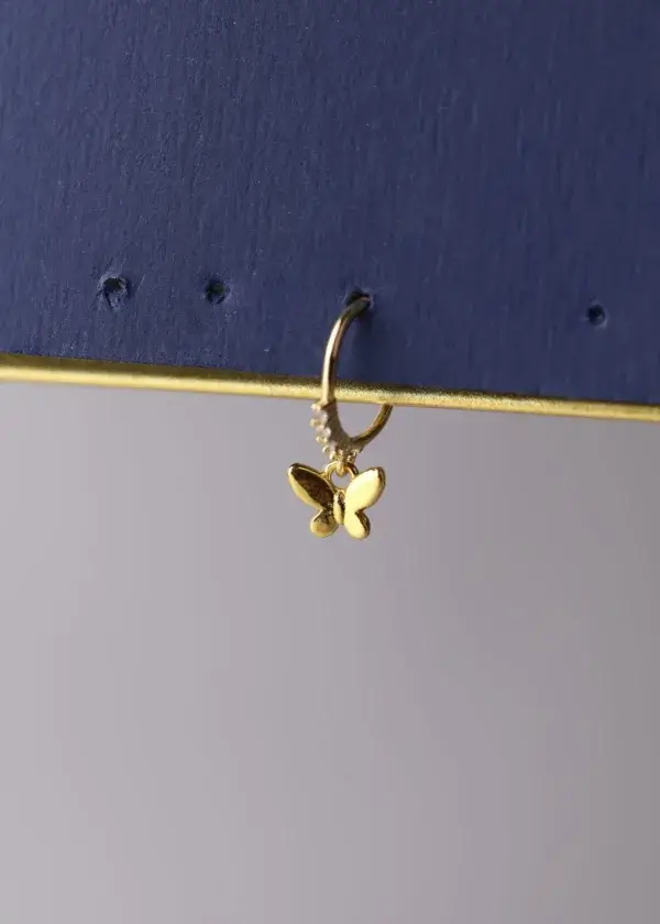 Earrings, butterfly-shaped pendant