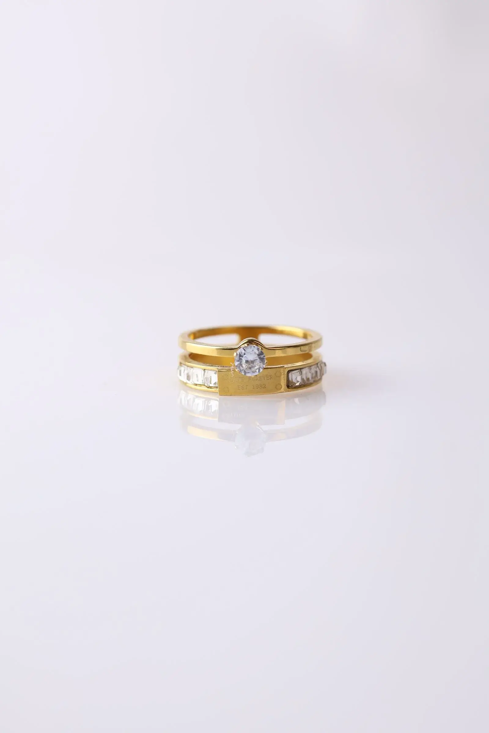 Love For Ever ring with zircon stones